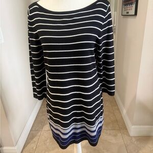 WHBM Black and White dress with Blue Accents